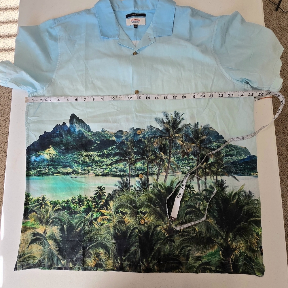 Roark Men's Teal and Green Tropical Print Button-Down Shirt - Picture 6 of 16